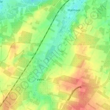 Topografische kaart Nijssem, hoogte, reliëf