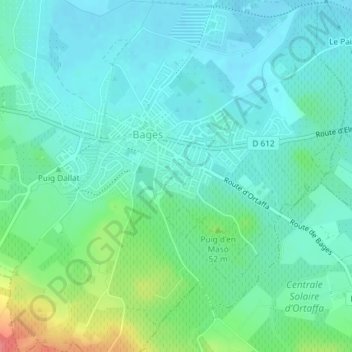 Topografische kaart Les Alicantes, hoogte, reliëf