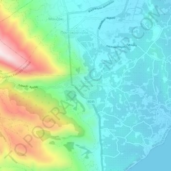 Topografische kaart Lithakia, hoogte, reliëf
