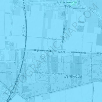 Topografische kaart Hogeveen, hoogte, reliëf
