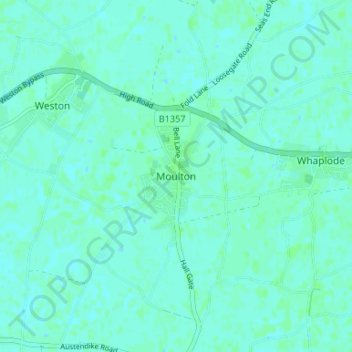 Topografische kaart Moulton, hoogte, reliëf
