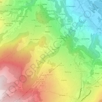 Topografische kaart La Cote, hoogte, reliëf