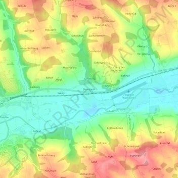 Topografische kaart Steinsäuln, hoogte, reliëf