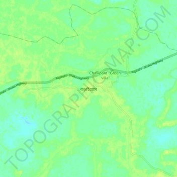 Topografische kaart Boraigram, hoogte, reliëf