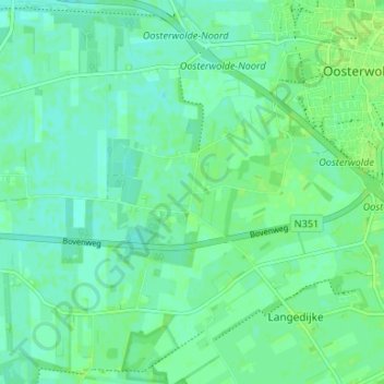 Topografische kaart Hoog-Duurswoude, hoogte, reliëf