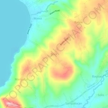 Topografische kaart Boot, hoogte, reliëf
