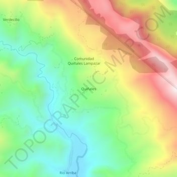 Topografische kaart Quiñales, hoogte, reliëf