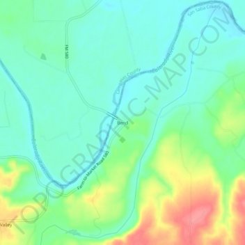 Topografische kaart Bend, hoogte, reliëf