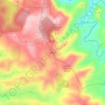 Topografische kaart Sapinit, hoogte, reliëf