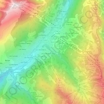 Topografische kaart La Charniaz, hoogte, reliëf