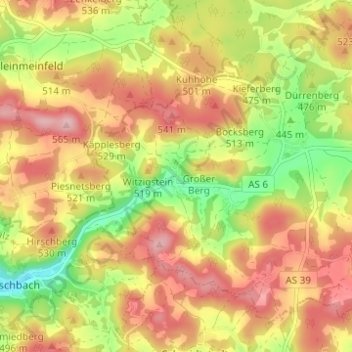 Topografische kaart Unterklausen, hoogte, reliëf