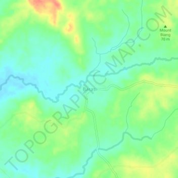 Topografische kaart Baras, hoogte, reliëf