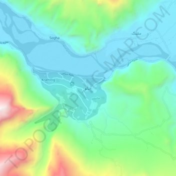 Topografische kaart خپلو, hoogte, reliëf