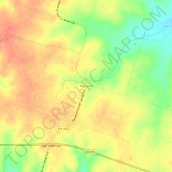Topografische kaart Purmela, hoogte, reliëf