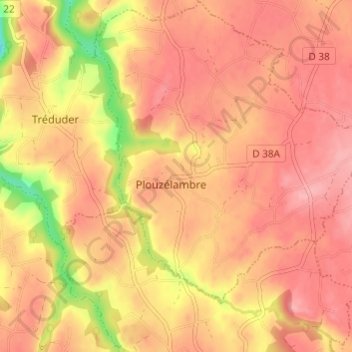 Topografische kaart Belmar, hoogte, reliëf