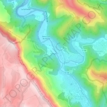 Topografische kaart Salièges, hoogte, reliëf