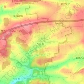 Topografische kaart Sondheim, hoogte, reliëf