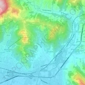 Topografische kaart Falciano, hoogte, reliëf