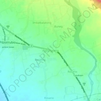 Topografische kaart Alipangpang, hoogte, reliëf
