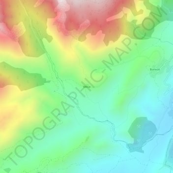Topografische kaart Vacca, hoogte, reliëf