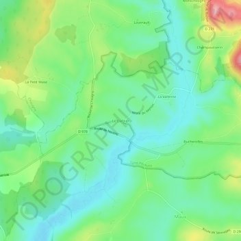 Topografische kaart Le Corbier, hoogte, reliëf