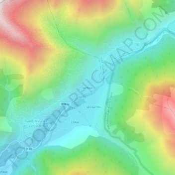 Topografische kaart Le Roux, hoogte, reliëf
