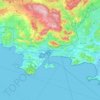 Topografische kaart Toulon, hoogte, reliëf