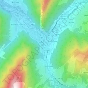 Topografische kaart Les Besseaux, hoogte, reliëf