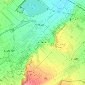 Topografische kaart Linzenich, hoogte, reliëf