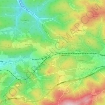Topografische kaart Rekawinkel, hoogte, reliëf