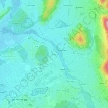 Topografische kaart Achen, hoogte, reliëf