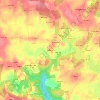 Topografische kaart Le Portz, hoogte, reliëf
