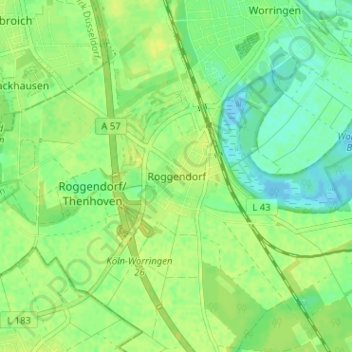 Topografische kaart Roggendorf, hoogte, reliëf