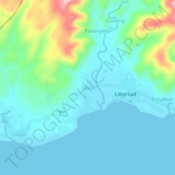 Topografische kaart Taboc, hoogte, reliëf