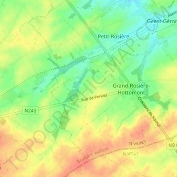Topografische kaart Le Chenois, hoogte, reliëf