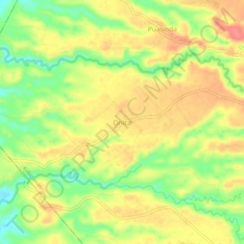 Topografische kaart Onica, hoogte, reliëf