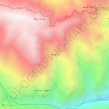 Topografische kaart Hornocal, hoogte, reliëf