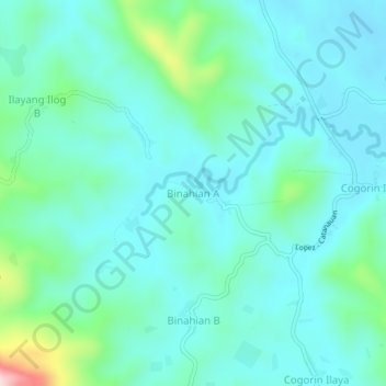 Topografische kaart Binahian A, hoogte, reliëf