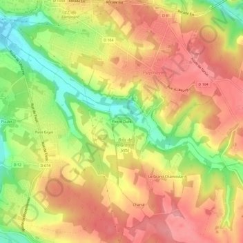Topografische kaart Pierre Dure, hoogte, reliëf