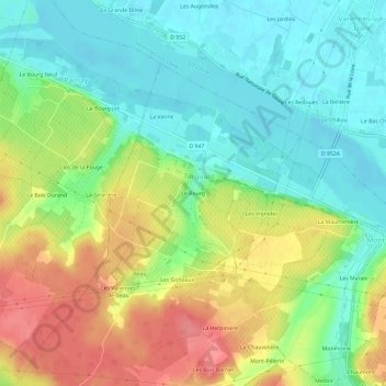 Topografische kaart Le Bourg, hoogte, reliëf
