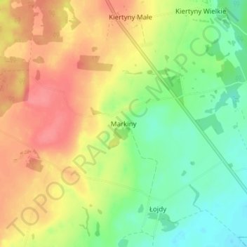 Topografische kaart Markiny, hoogte, reliëf