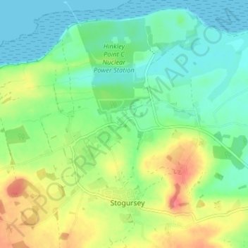 Topografische kaart Shurton, hoogte, reliëf