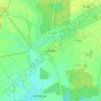 Topografische kaart Lindau, hoogte, reliëf