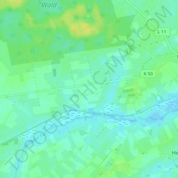 Topografische kaart Blöckermoor, hoogte, reliëf