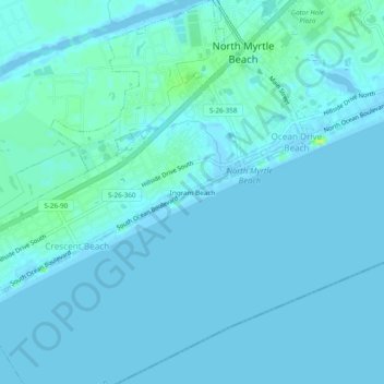 Topografische kaart Ingram Beach, hoogte, reliëf