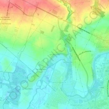 Topografische kaart La Tiffardière, hoogte, reliëf