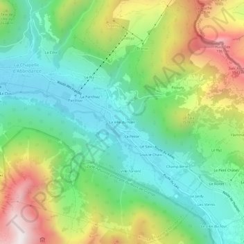Topografische kaart La Ville du Nant, hoogte, reliëf