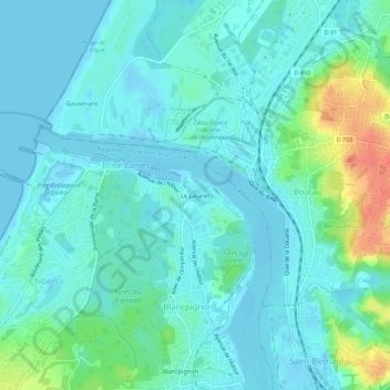 Topografische kaart Le Lazaret, hoogte, reliëf