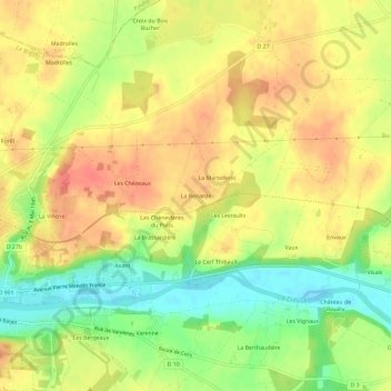 Topografische kaart La Renarde, hoogte, reliëf