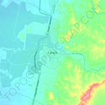 Topografische kaart Carepa, hoogte, reliëf